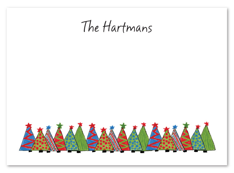 Colorful Christmas Trees Flat Card