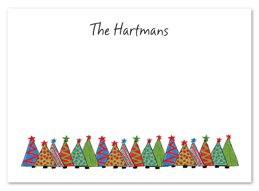 Colorful Christmas Trees Flat Card