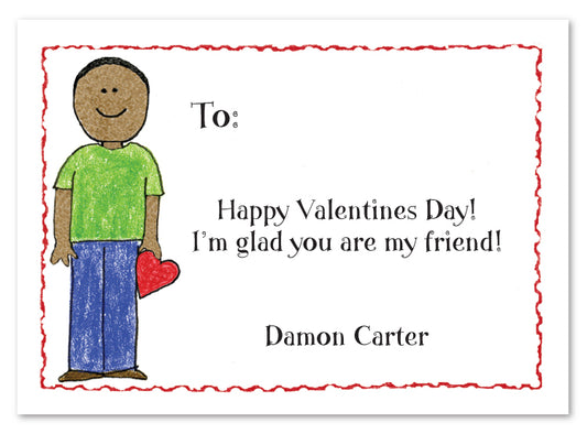 African American Valentine Boy Flat Notecard